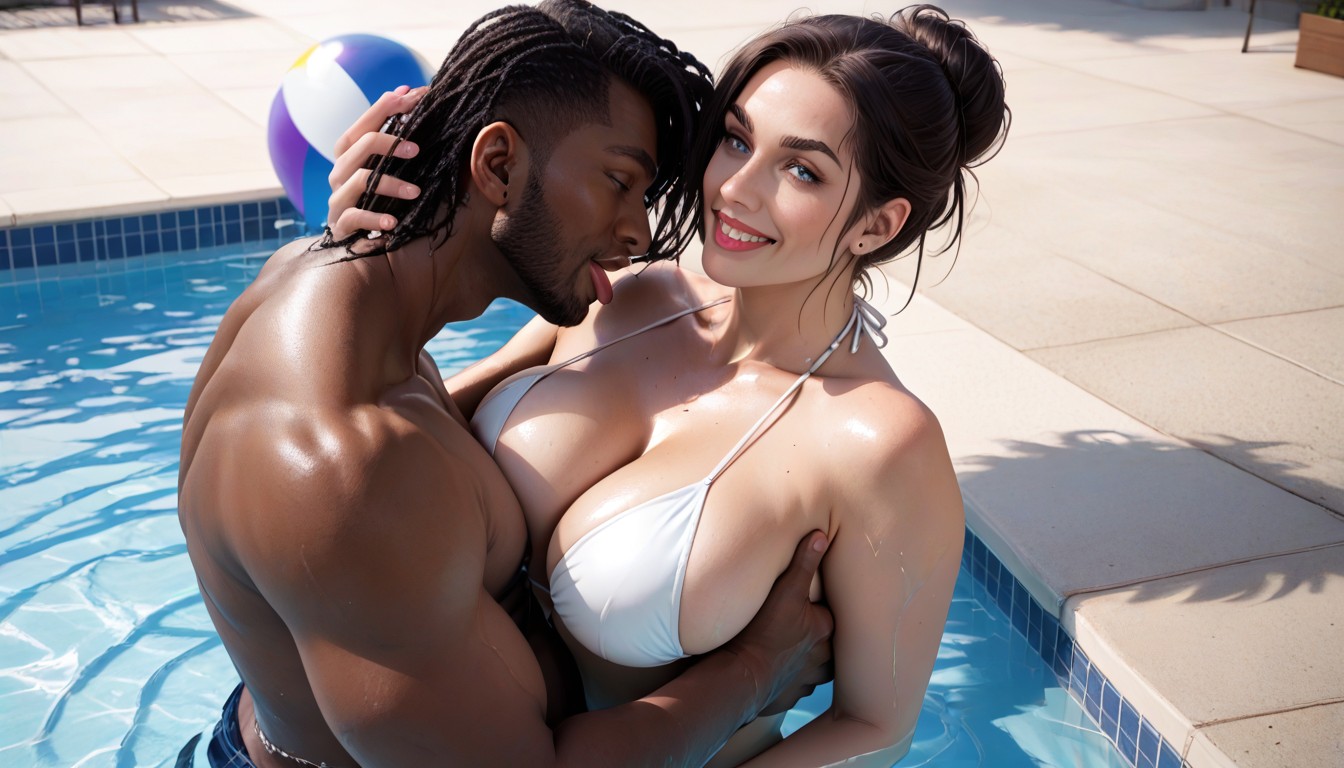 Affectionate Touching, In The Pool, Blacked Hentai AI Porn