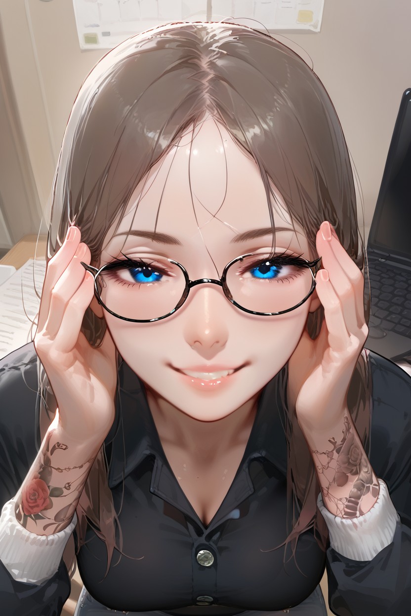 Typing At Laptop, Happy, 18+ Hentai AI Porn
