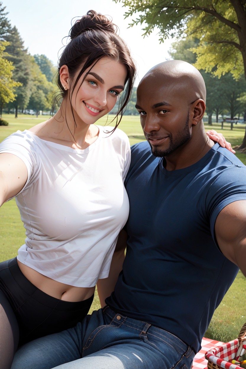 Sharp Skin Color Contrast, Detailed Faces, Strapless Top Hentai AI Porn