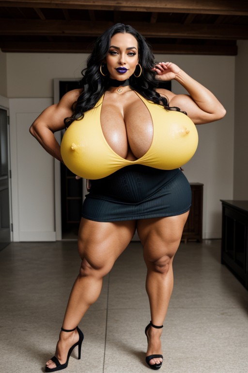 Giant Steroid Legs, Extremely Long Legs, Beautiful Bimbo Face AI Porn