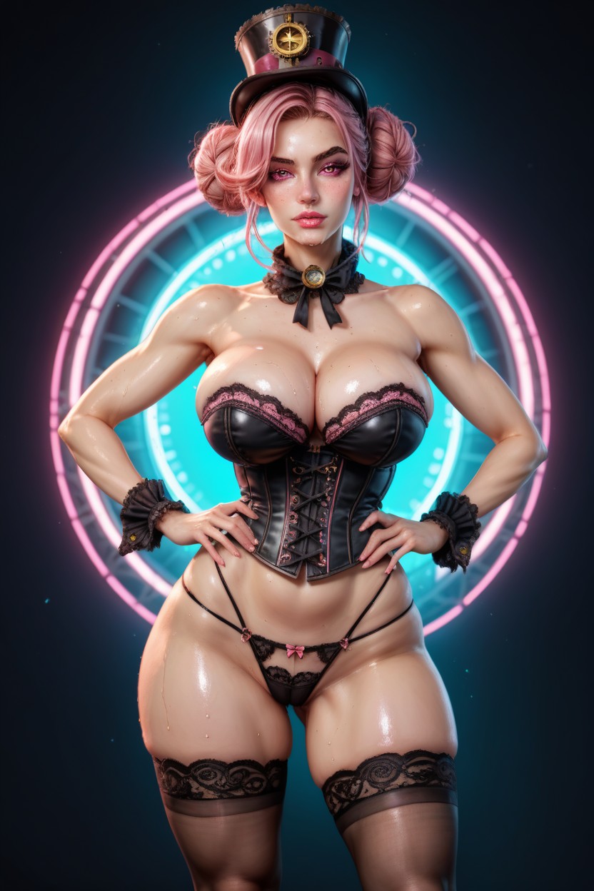 Pale Skin, Round Cheeks, Point Lace Neck Warmer AI Porn