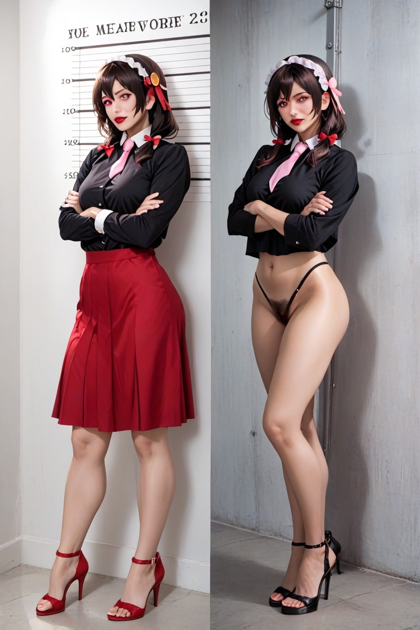 Prison, Red Eyes, Mugshot Hentai AI Porn
