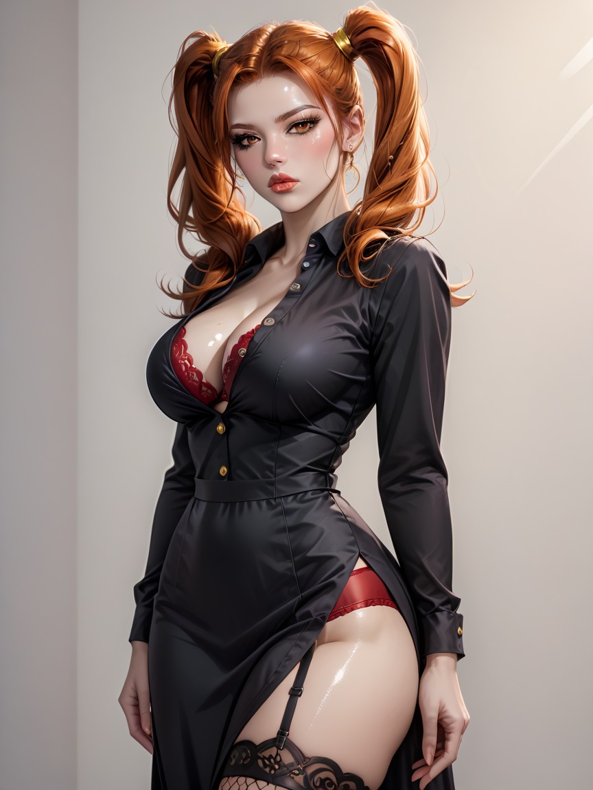 Tired Face , High Definition, Orange Hair Hentai AI Porn