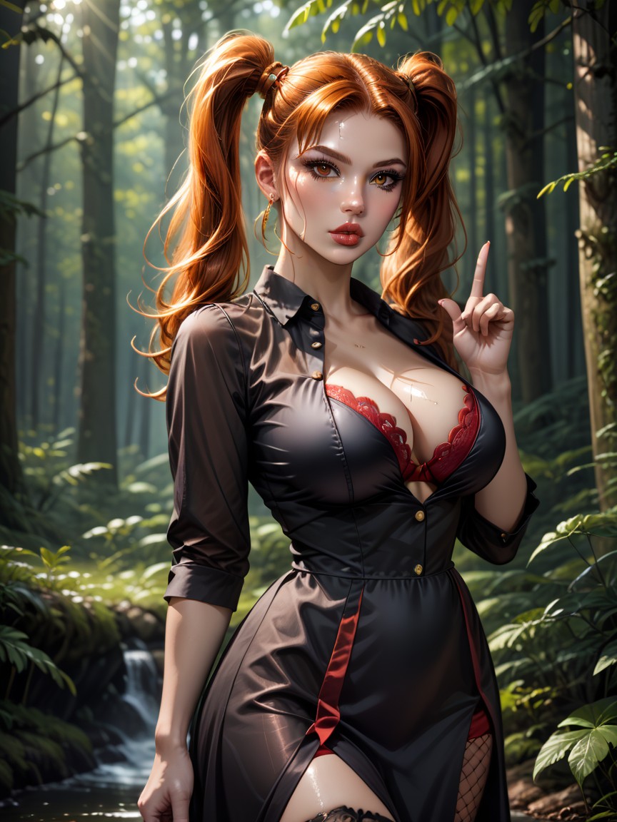 Vista Lateral, Luz Dura, Beautiful Face Hentai IA