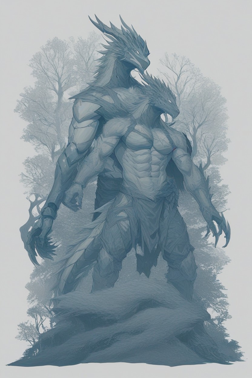 Lean Muscular Build, Missing Left Ear Tip, Dim Blue Silver Tones Furry AI Porn