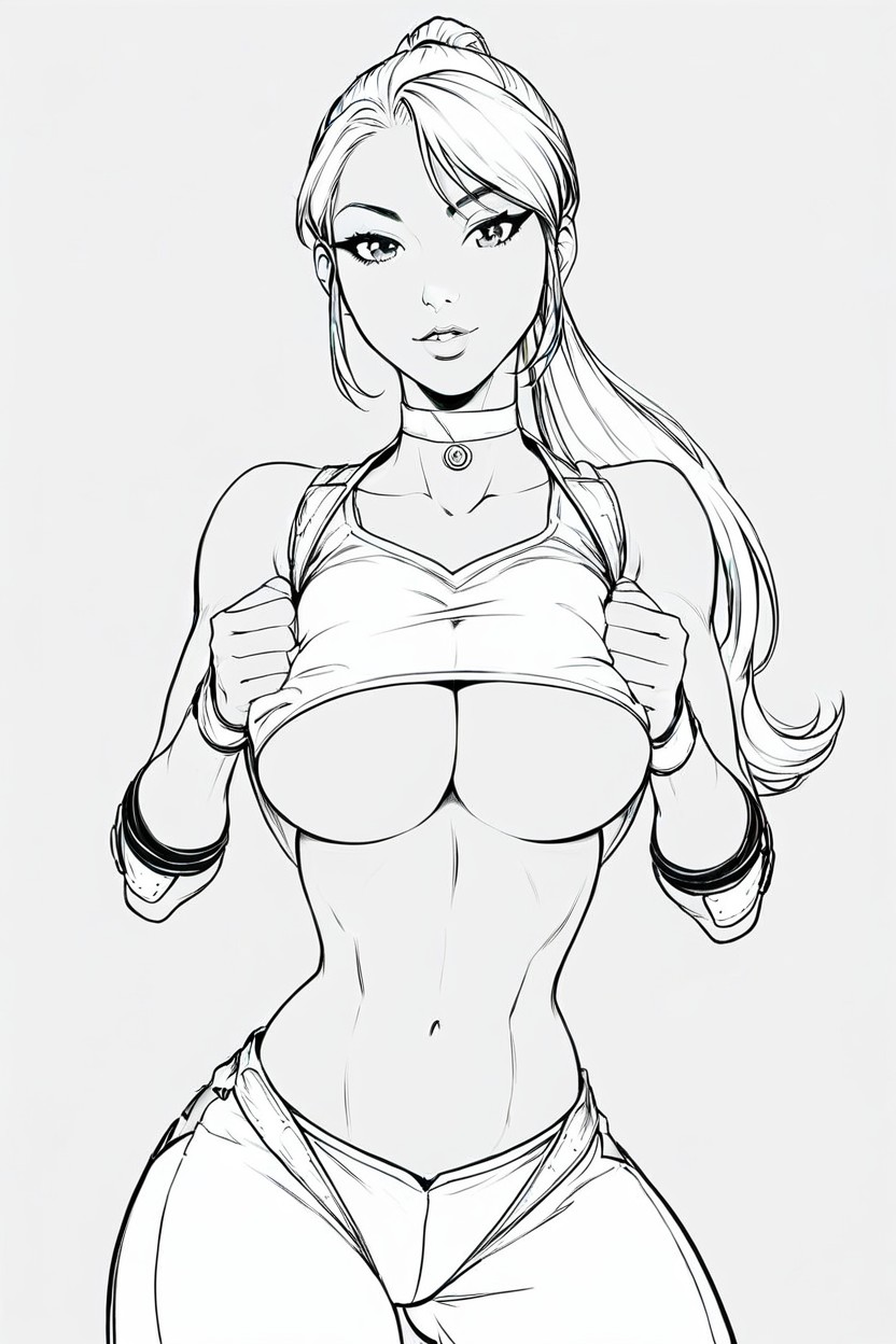 Ponytail, White, Kneeling Hentai AI Porn