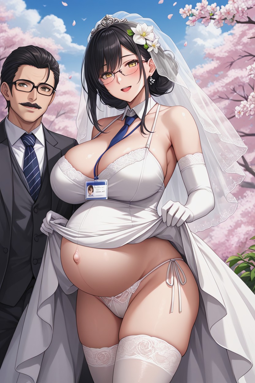 White Dress, White Gloves, Looking At Viewer Hentai AI Porn