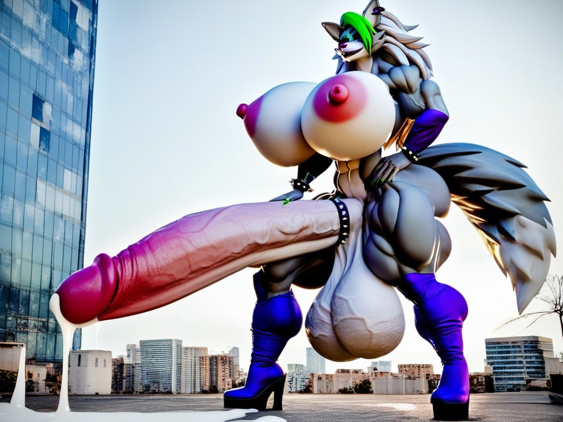 Massive Huge Swollen Balls, Platform High Heel Boots, Thick Thighs Furry AI Porn