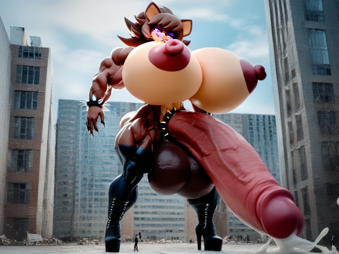 Macro Hyper Muscles Macro Hyper Gigantic Balls Gigantic, Spiked Bracelet, Cock Ring Furry AI Porn