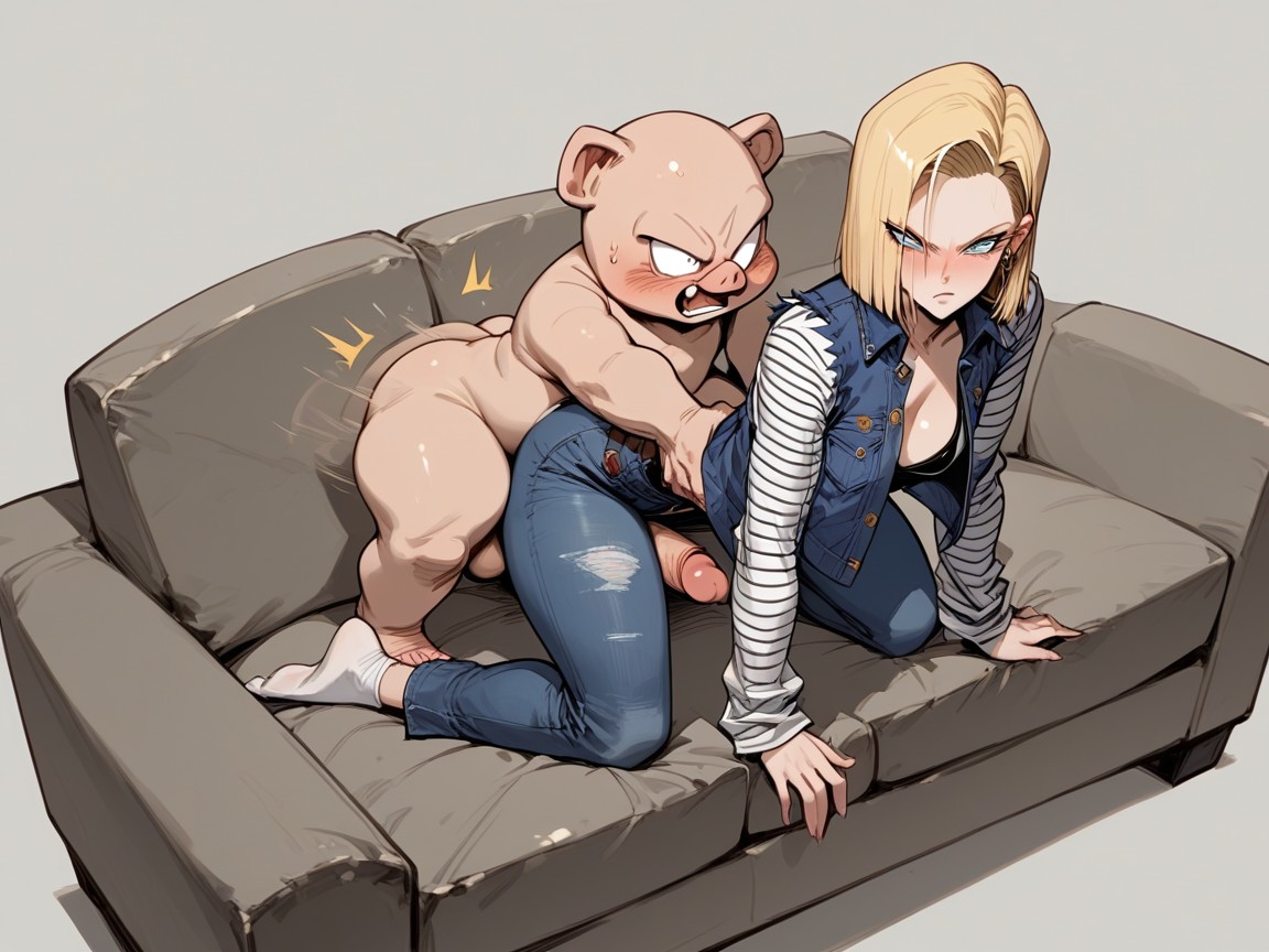 Android, Angry, Holding Used Condom Filled Ballon Hentai AI Porn