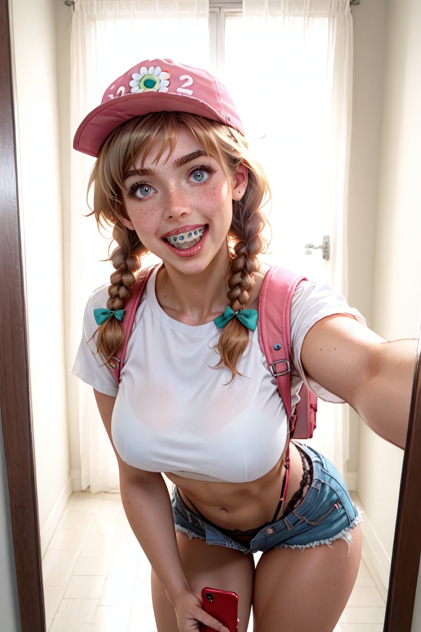 Breasts Extra Squeezed, Skinny, Heather Mason AI Porn