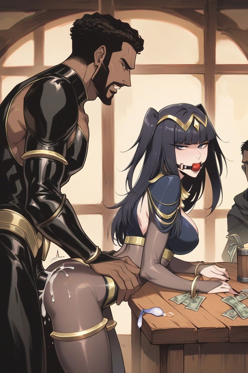Cum On Back, Different Men Around, Side View Hentai AI Porn