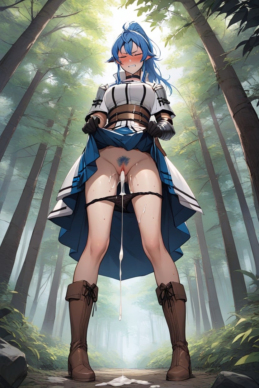 Blue Hair, Medium Breast, 1 Person Hentai AI Porn