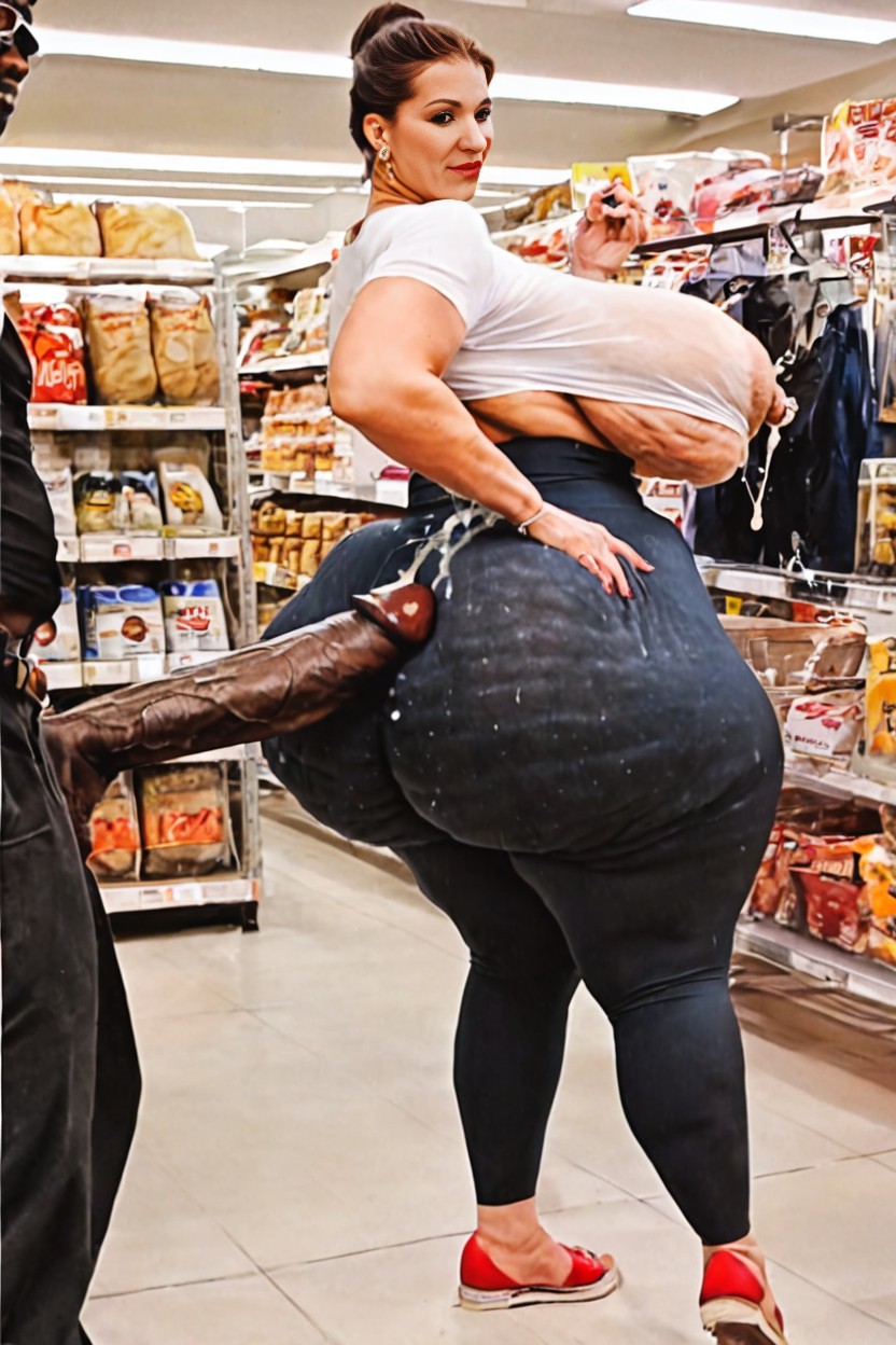 Cellulite Areola, Huge Saggy Boob, Woman Looking Back AI Porn