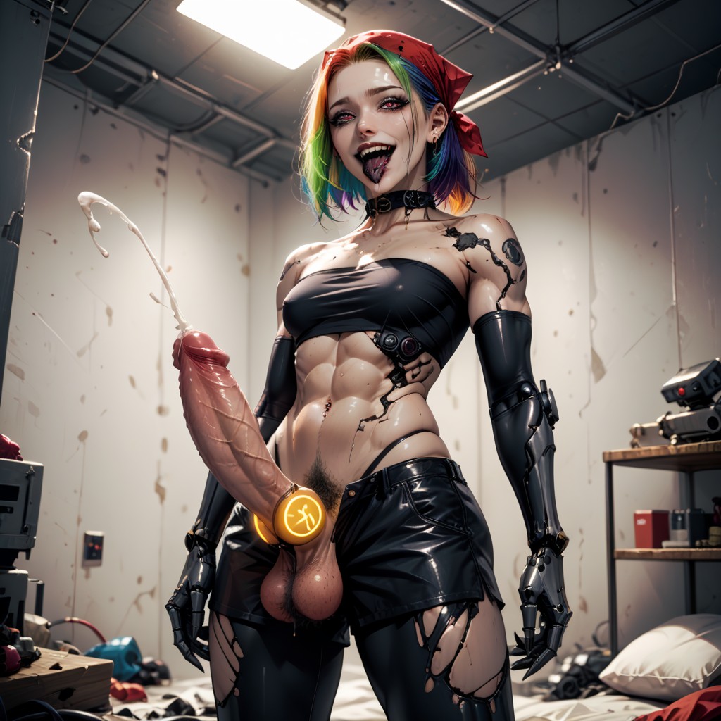Robot, Cum In Mouth, Stylized Hentai AI Porn