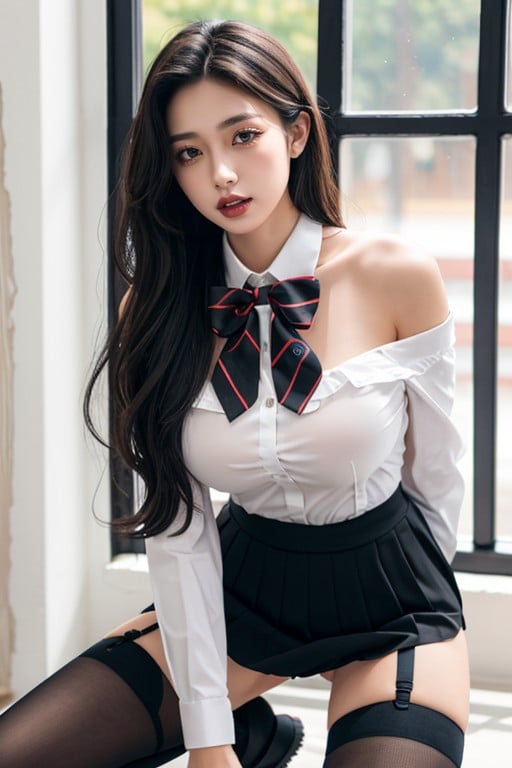 Torn Clothes, Soaking Wet Clothes, Burgundy Stripe Bowties Porno asiático IA