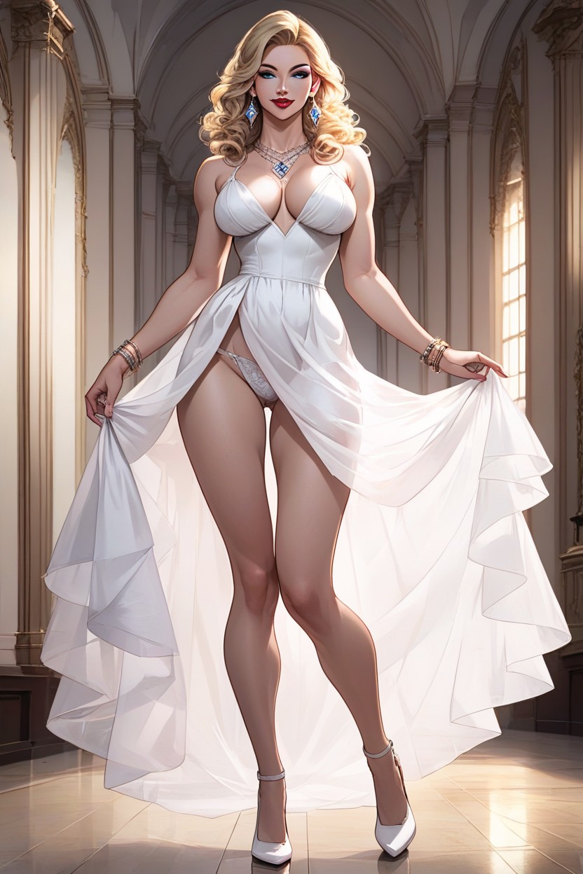 White High Heels, Beautiful, Tight Waist Hentai AI Porn