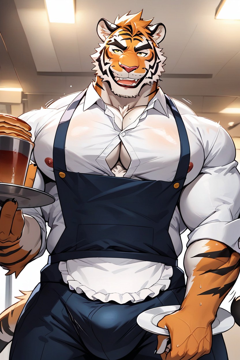 Gay, Huge Arms, Apron Furry AI Porn