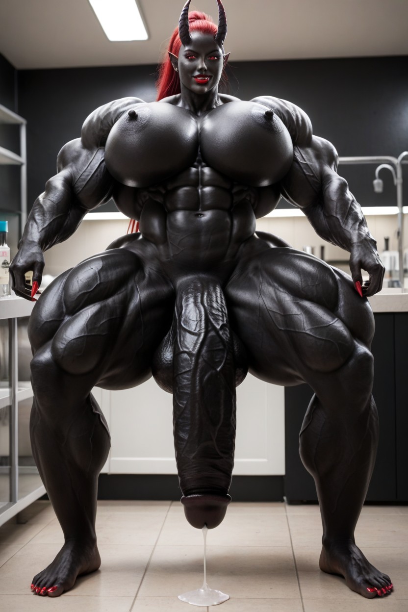 Thick Thighs, Black Skin, Wide Hips Shemale AI Porn