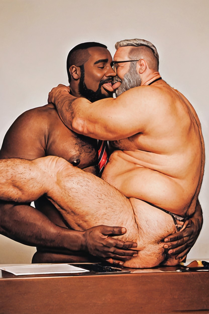 Chest Part Is Fully Covered By Body Hair, Masculine, Hyper Muscular AI Gay Porn