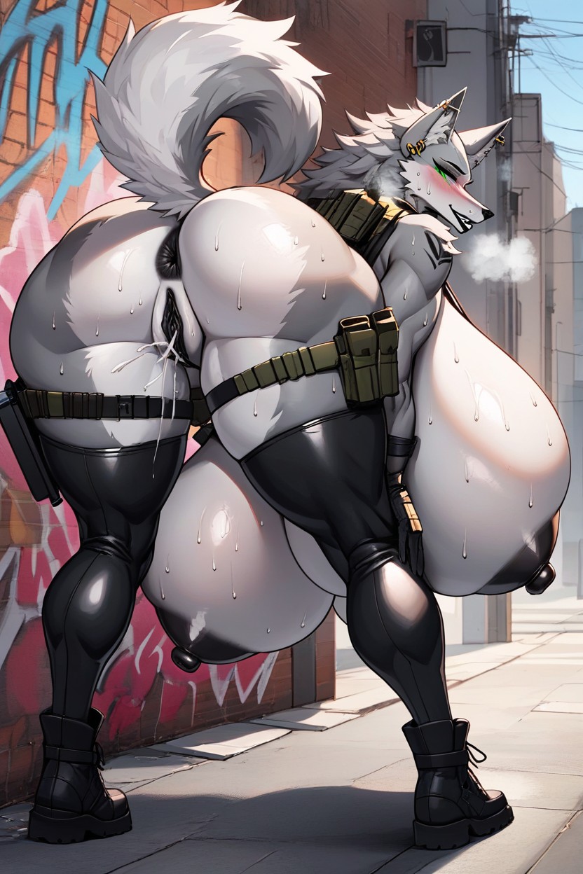 Black Pussy, Wall, Ammo Pouches Furry AI Porn