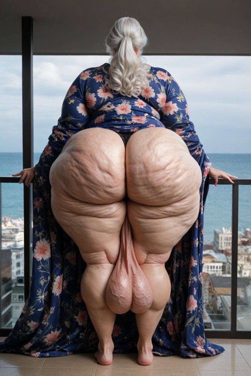 Big Belly, Floral Print Robe, Large Veiny Calves AI Porn