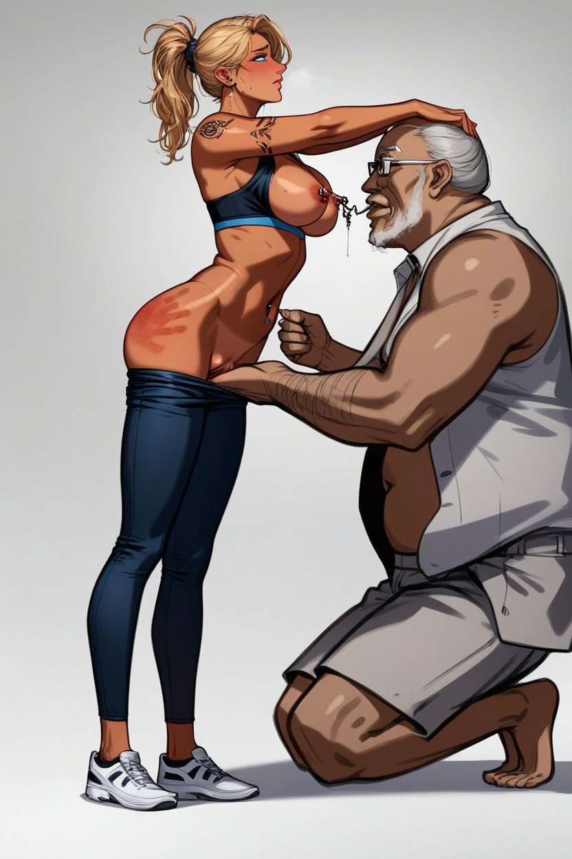 Tattoo, Rough, Blonde Hair AI Porn