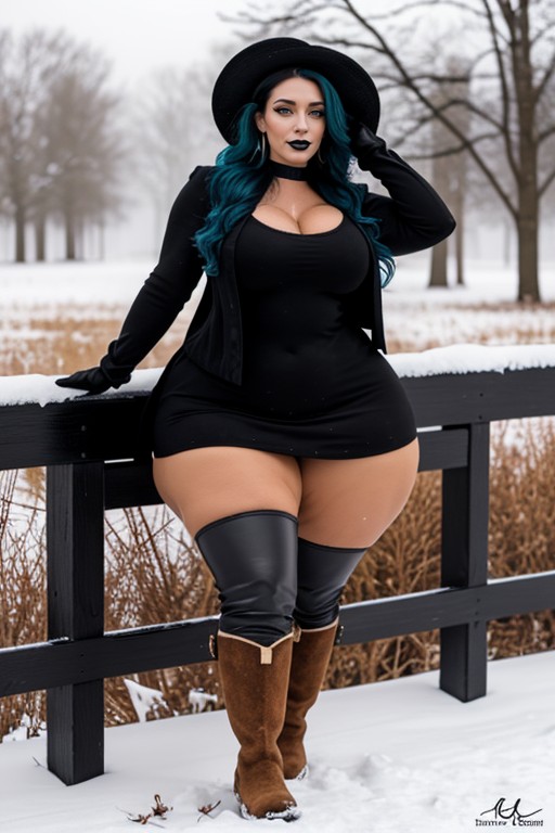 Extreme Muscular Steroid Body, Black Choker, Curvy Steroid Bimbo AI Porn
