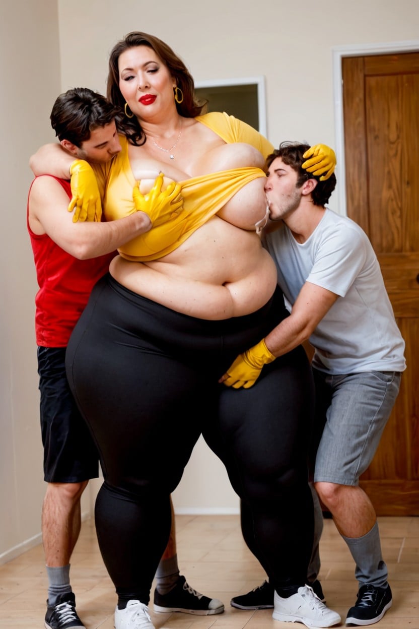 3 People, Standing In Sons Doorway, 50+ BBW AI Porn