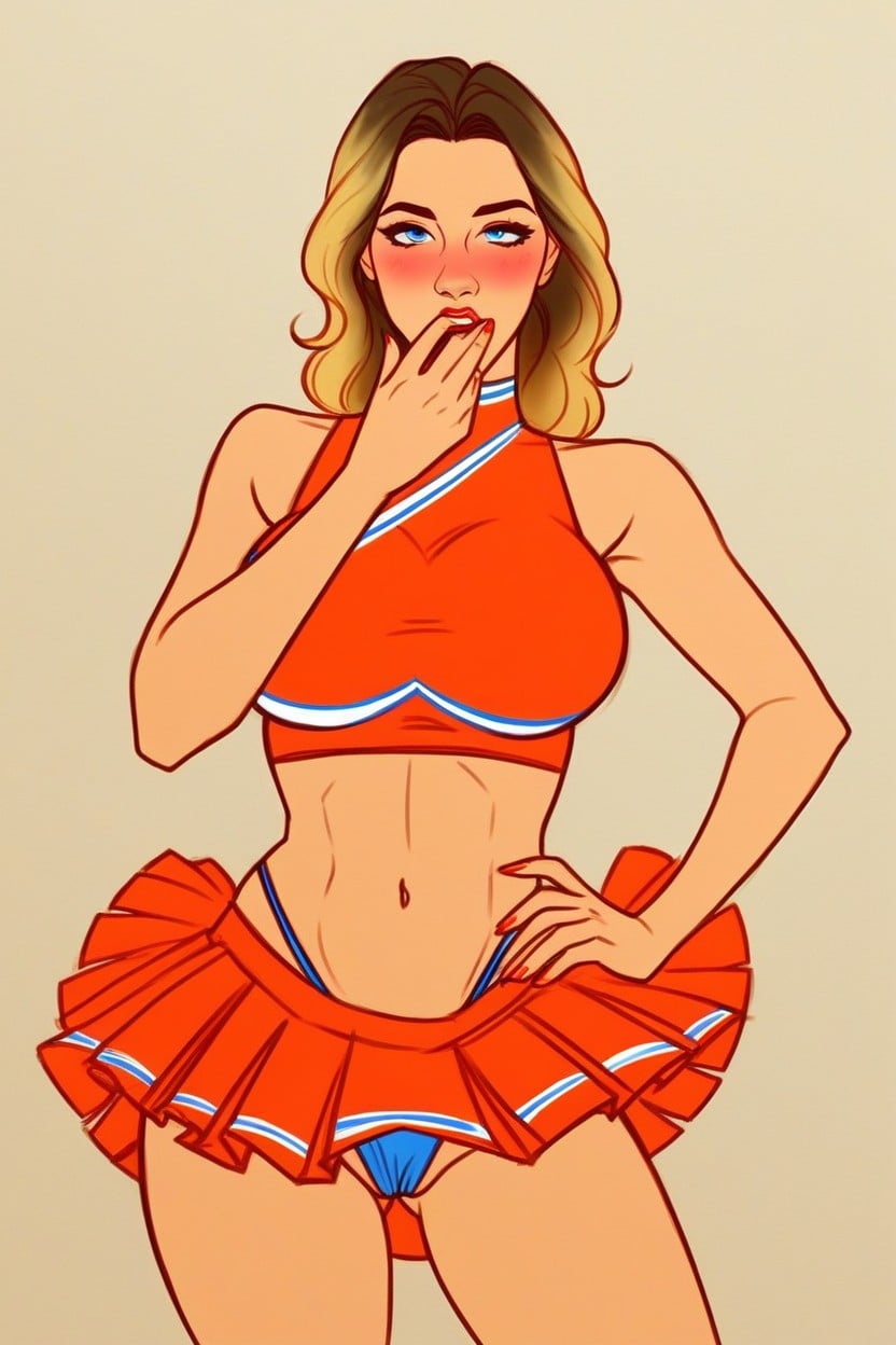 In Front, One Finger In Her Mouth, Model Hentai AI Porn