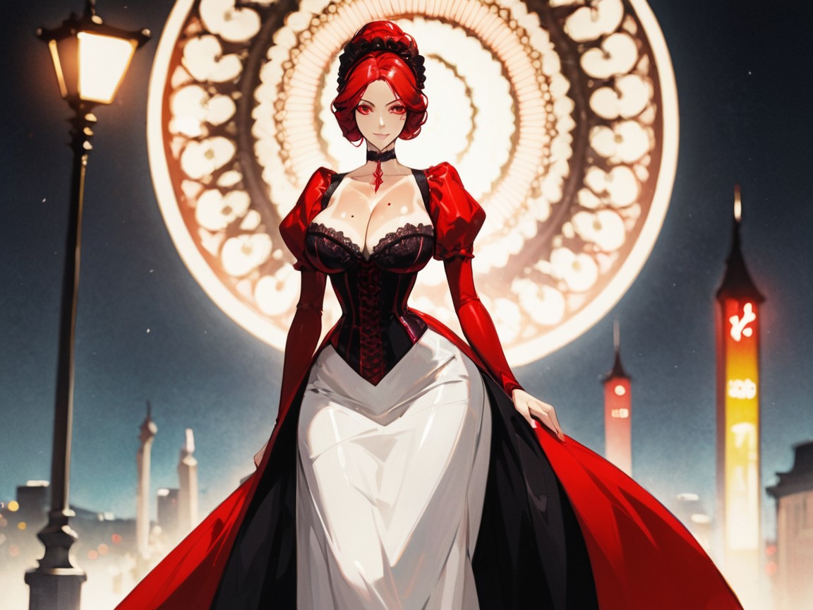 Gigantic Red Umbrella, Wing Tip Eyeliner, Large Breast Latina AI Porn