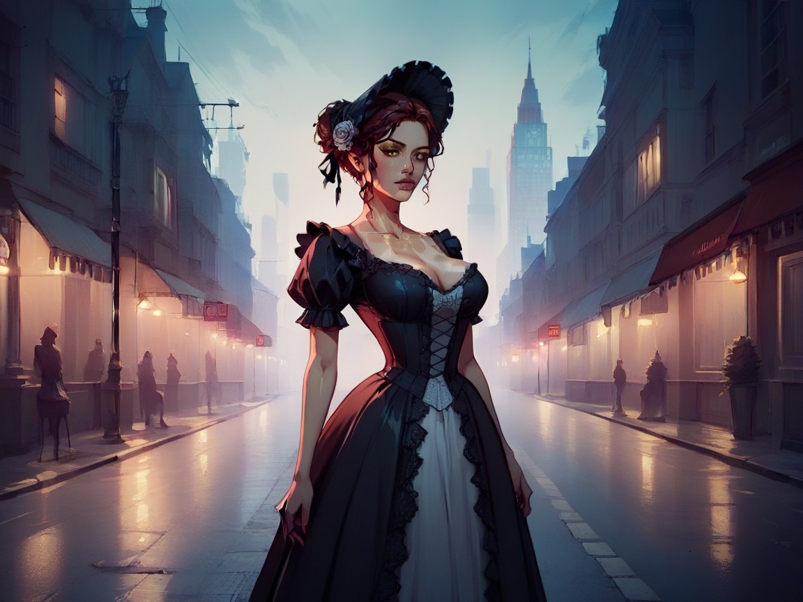 Nsfw, Victorian Era, Gigantic Red Umbrella Latina AI Porn