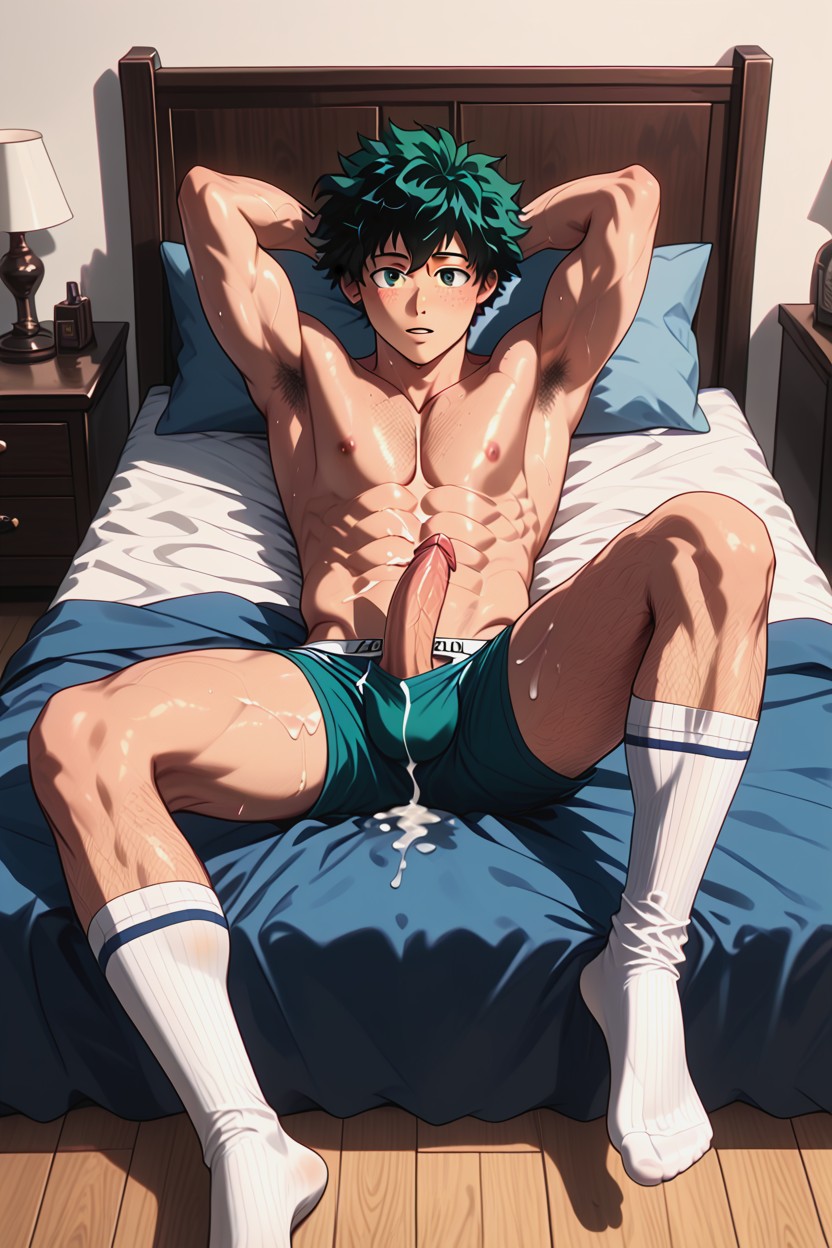 Lying On Back Position, Shirtless, Hard Penis AI Gay Porn