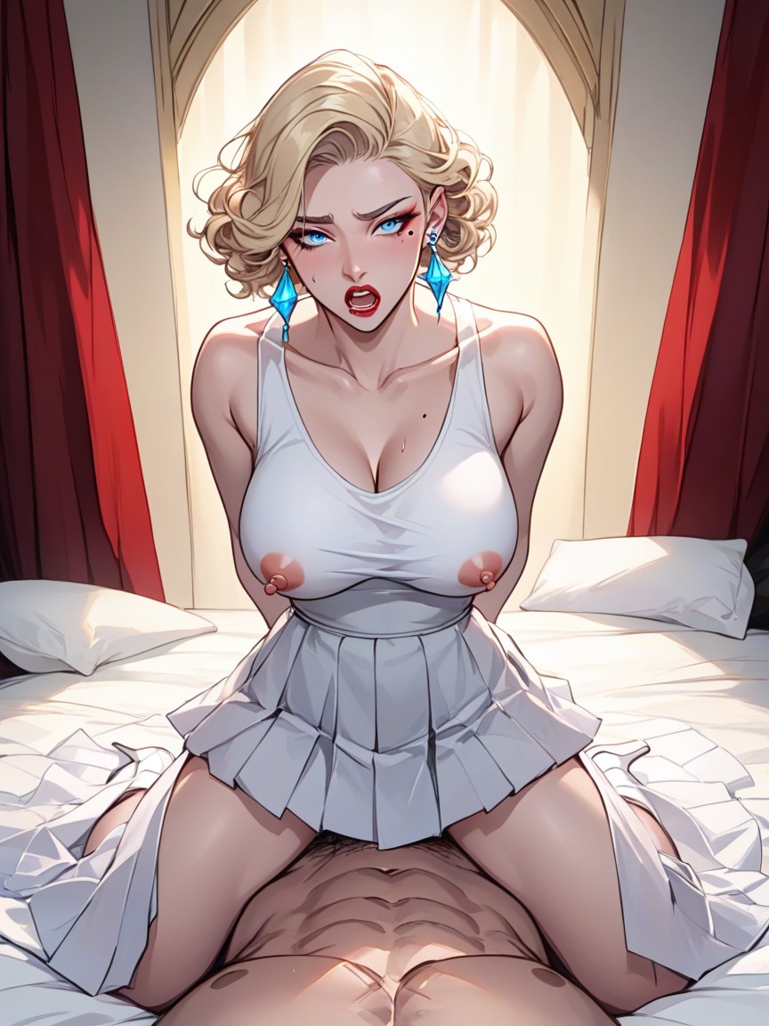 Deep Penetration By Faceless Man, Pink Nipples, White Pleated Skirt Hentai AI Porn