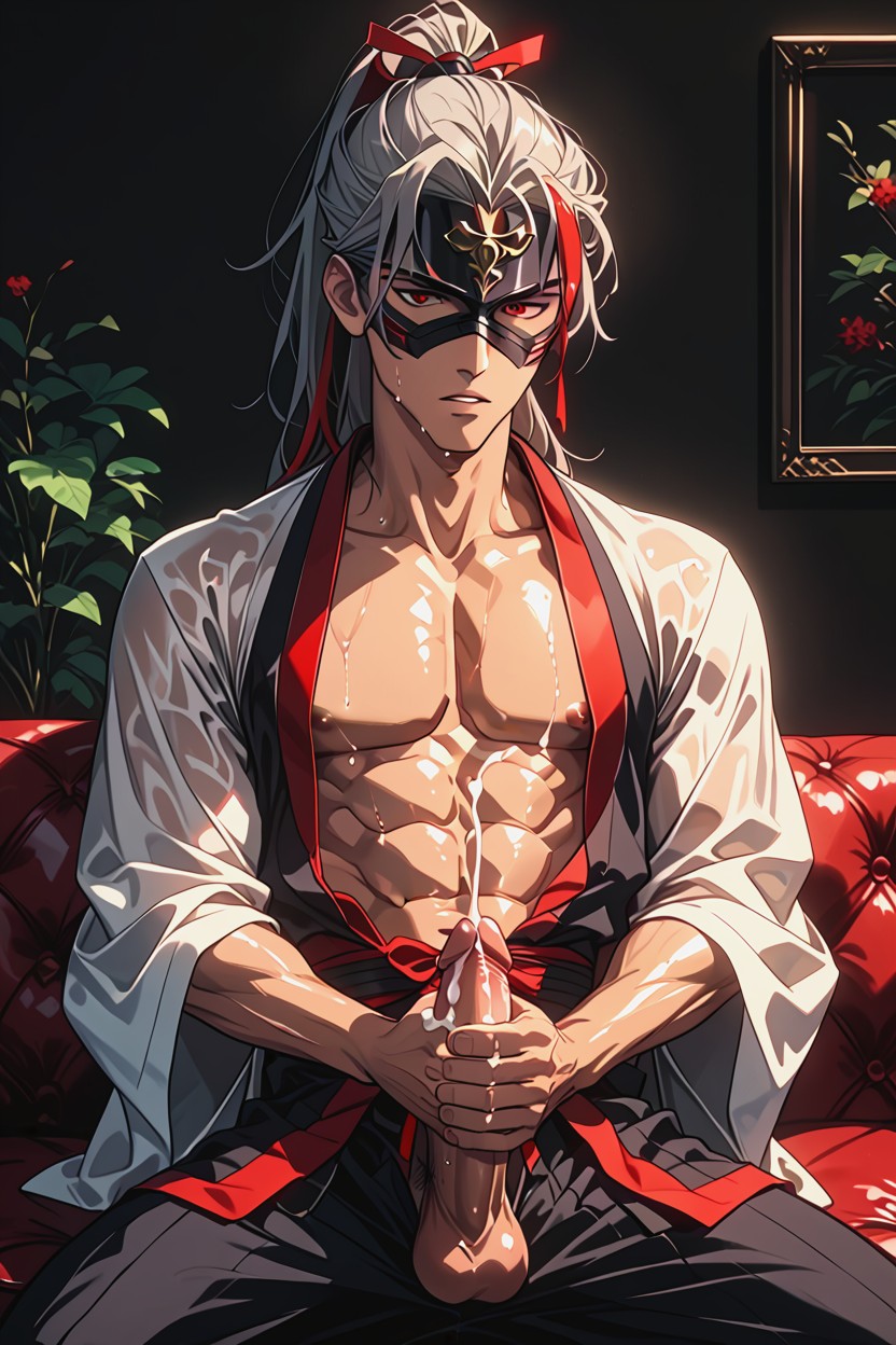 Kaedehara Kazuha, 1 Person, Kimono AI Gay Porn