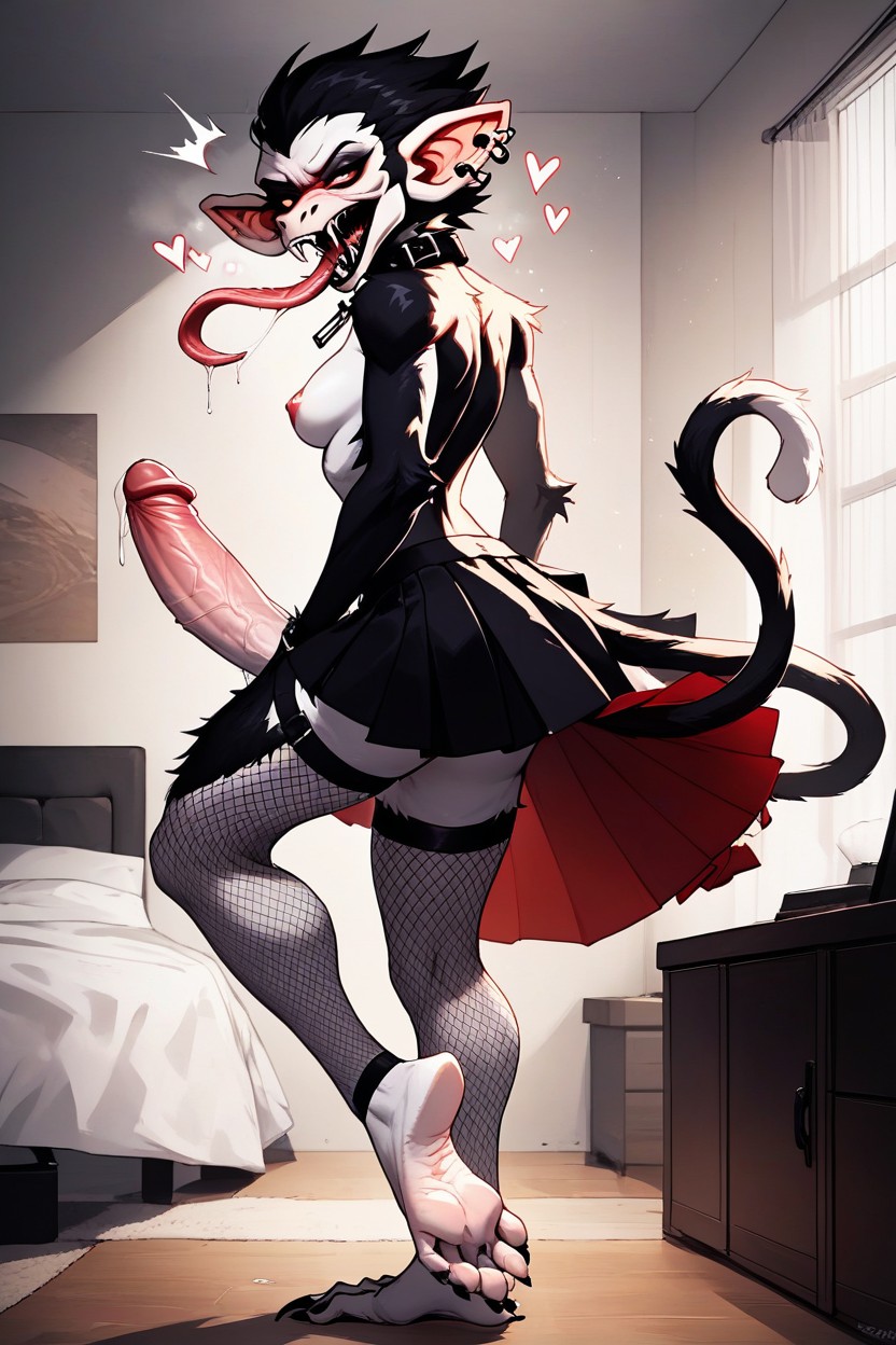 Monkey, Black Nails, Black Eyeliner Furry AI Porn
