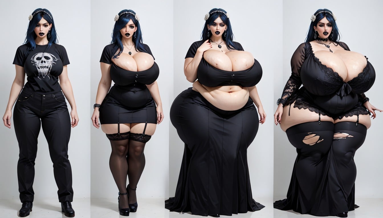 Most Absurdly Unreal Hyper Immense Massivlely Ultra Mega Fat Breasts Expansion, Perfect Face, Multiple Views BBW AI Porn