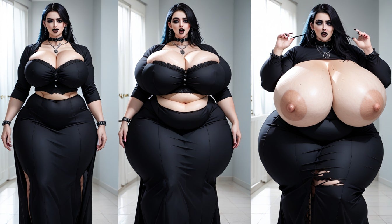 Ripping Clothes, Thick Thighs, Gothic BBW AI Porn