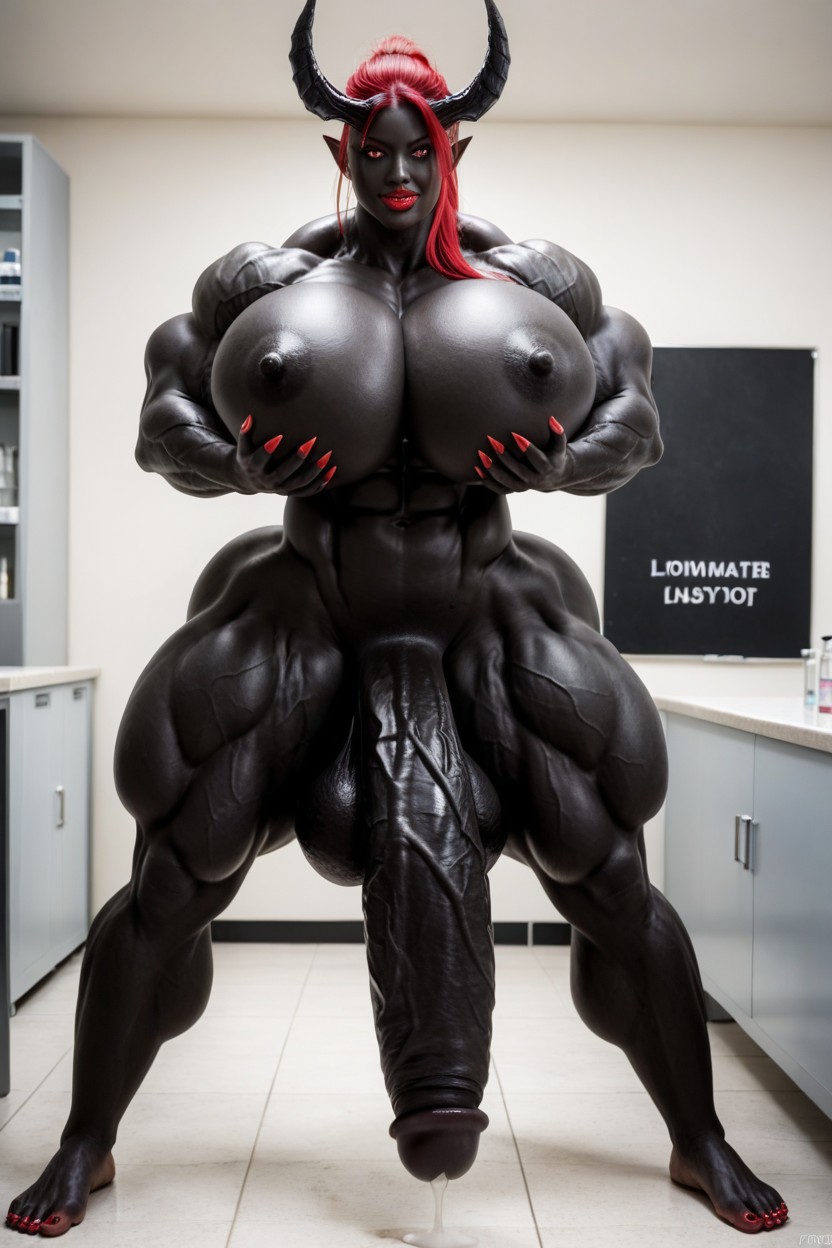 Venom Futanari, Barefoot, Impossibly Gigantic Black Cock Shemale AI Porn