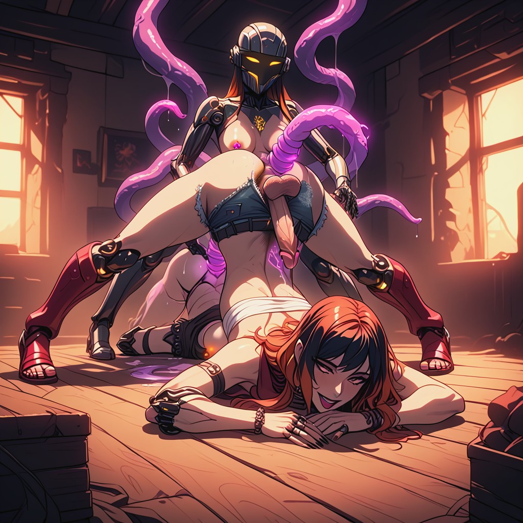 Glowing Balls, Nipple Penetration, Robot Legs Hentai AI Porn