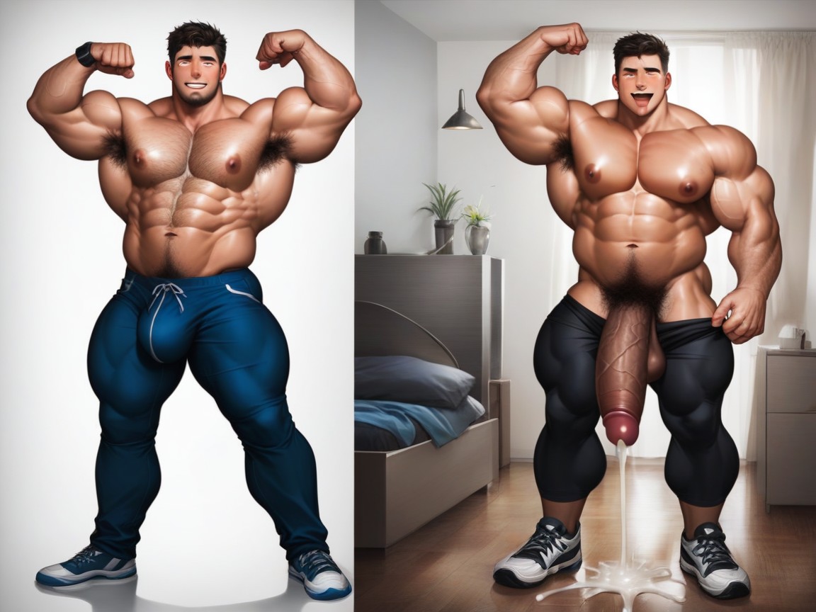 Hyper Penis, Tight Pants, Consistent Lighting And Background AI Gay Porn
