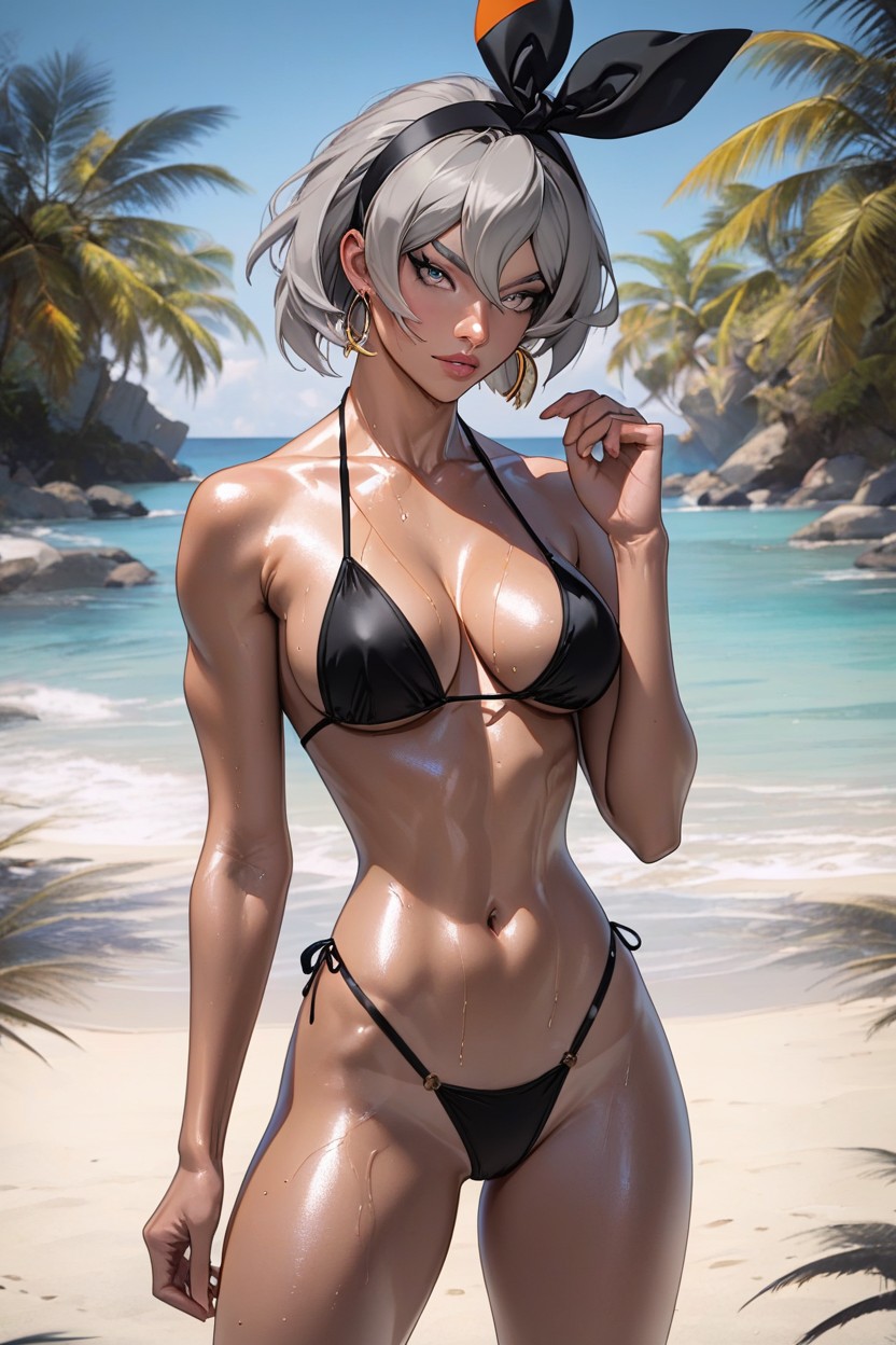 Oiled Skin, Queasys Drawing Style, Eyelashes AI Porn
