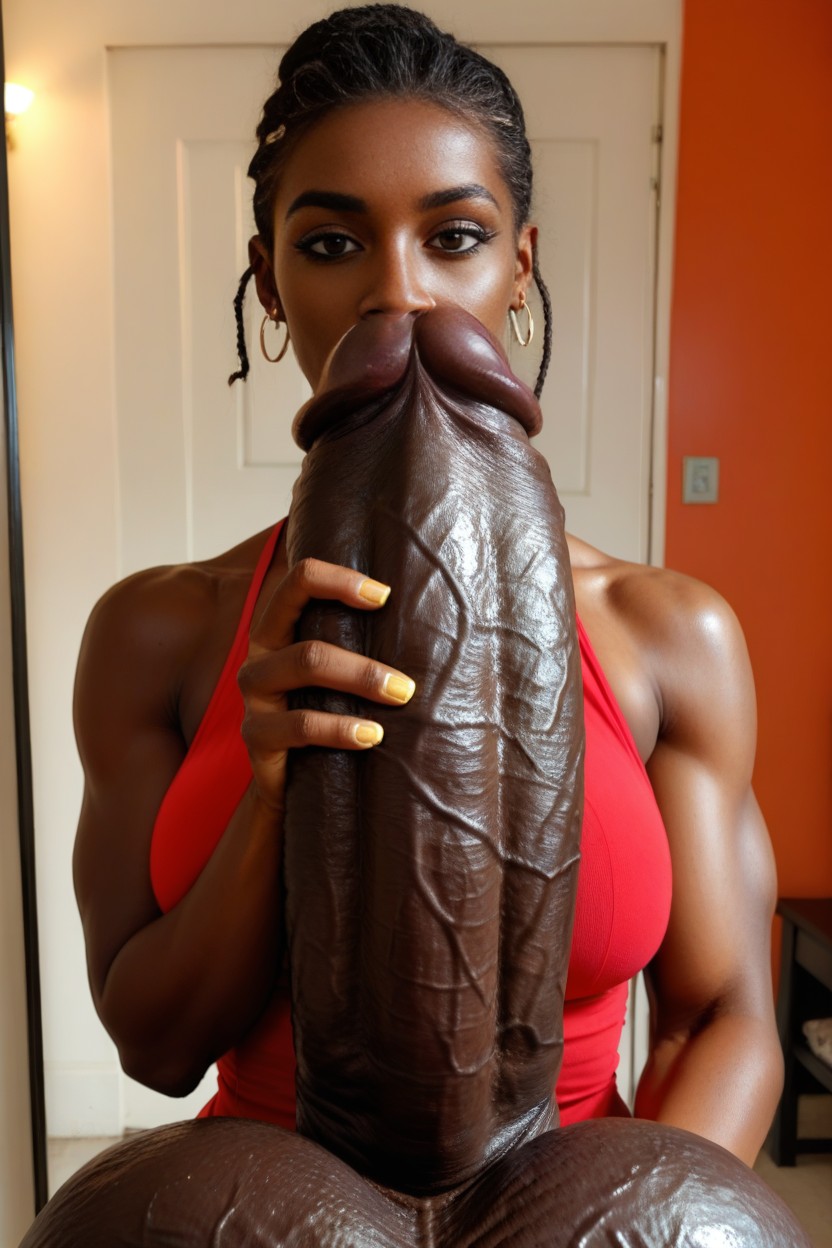 Dominant Gaze, Extremely Wide Hips, African Shemale AI Porn