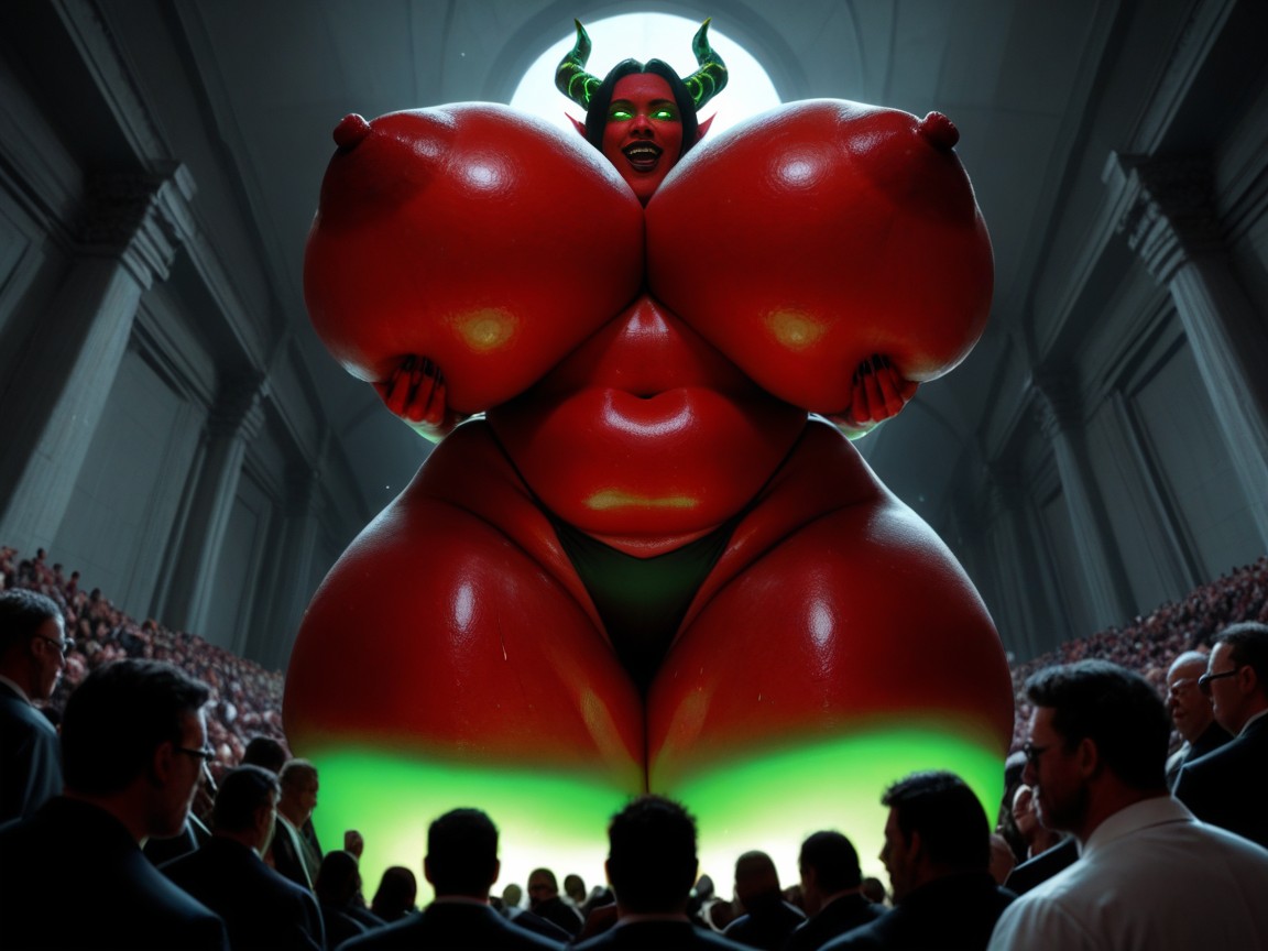 She Is A Giant Monster Standing Behind A Gigantic Portal, Laughing, Demon Realm AI Porn