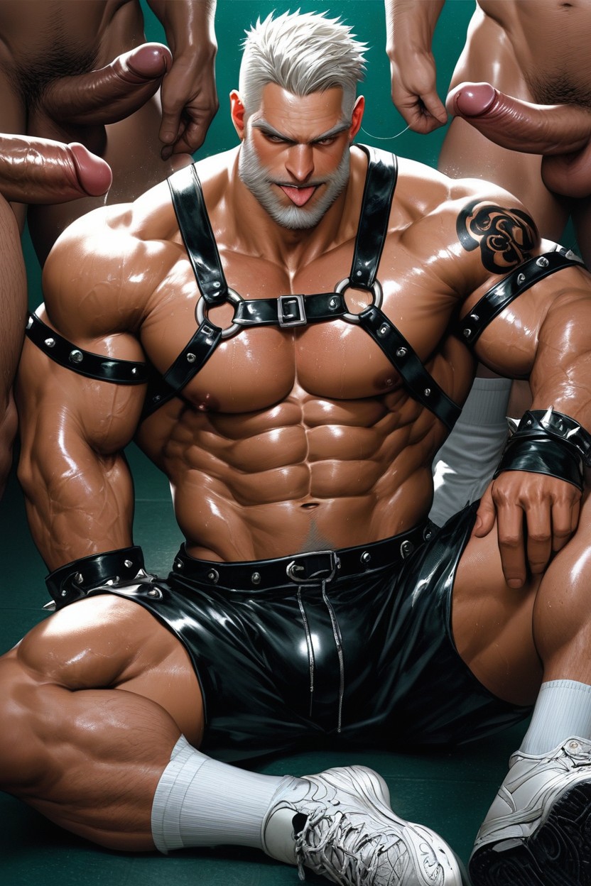 Surrounded By Multiple Men In Various Provocative Sexual Poses, 18+, Group Scene AI Gay Porn