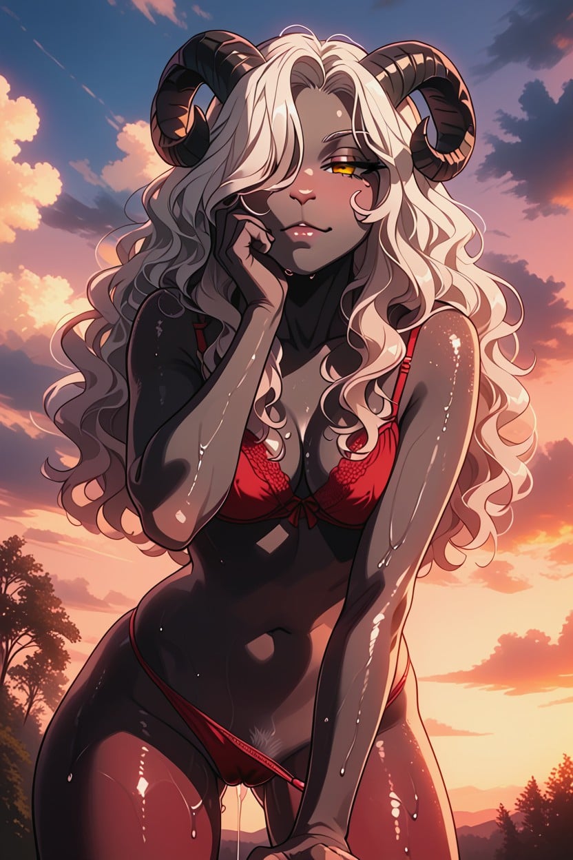Hard Nipples, Sheep Ears, Wet Hair Furry AI Porn