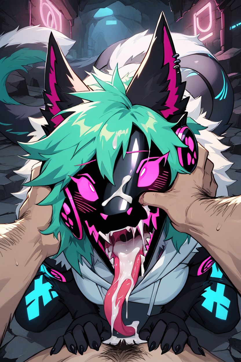 Submissive, Fluffy Tails, Pink Eyes Furry AI Porn