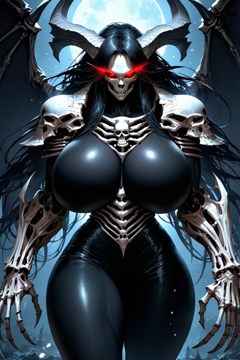 White Skeleton Ribs Armor On Chest, Darkness, Colossal Breasts AI Porn