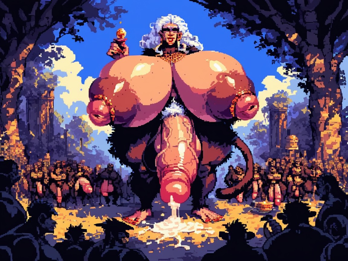 Grey Fur, Humongous Monkey Tits, Black Elderly Monkey Furry AI Porn