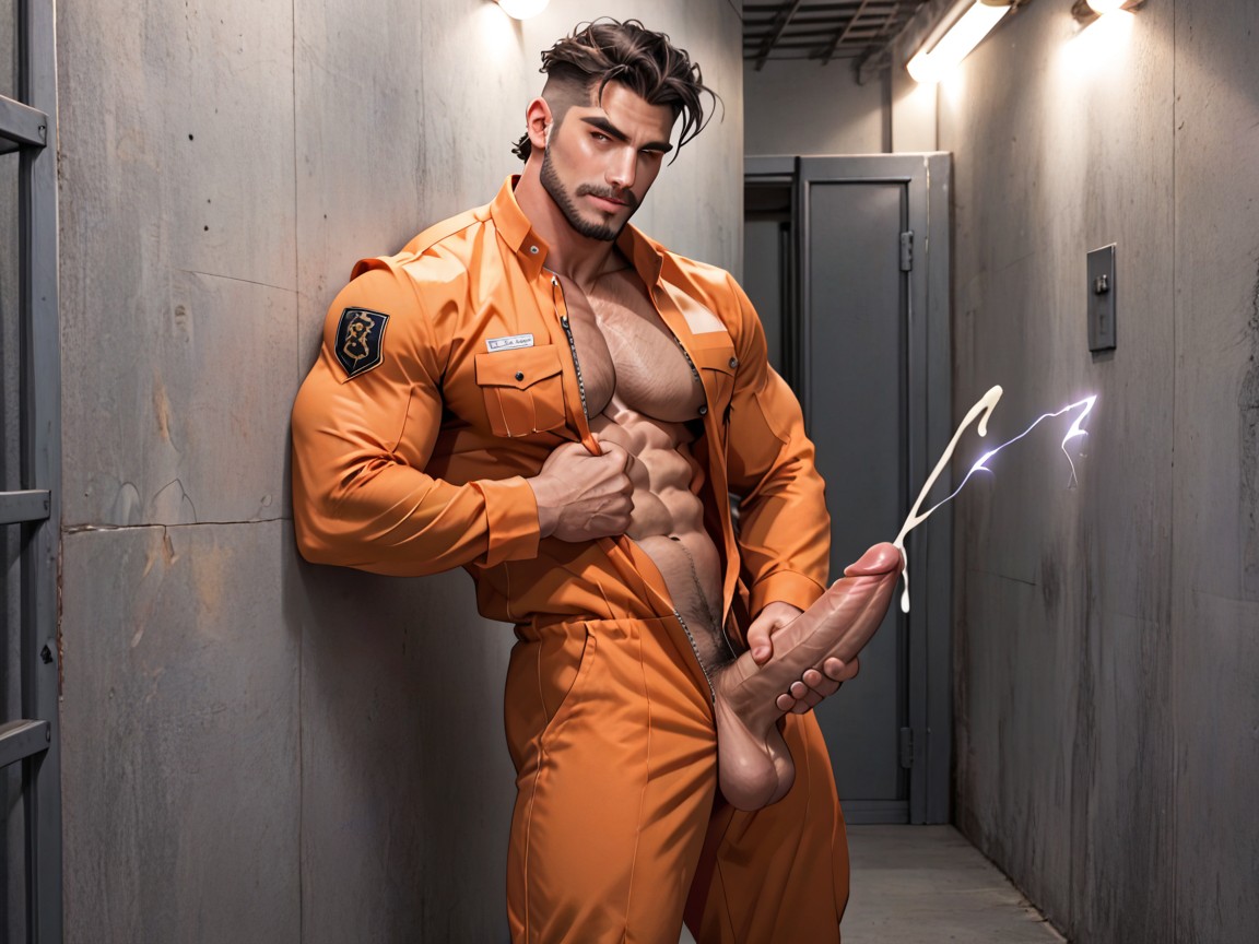 Masturbation, Thunder, Black Spiky Hair AI Gay Porn
